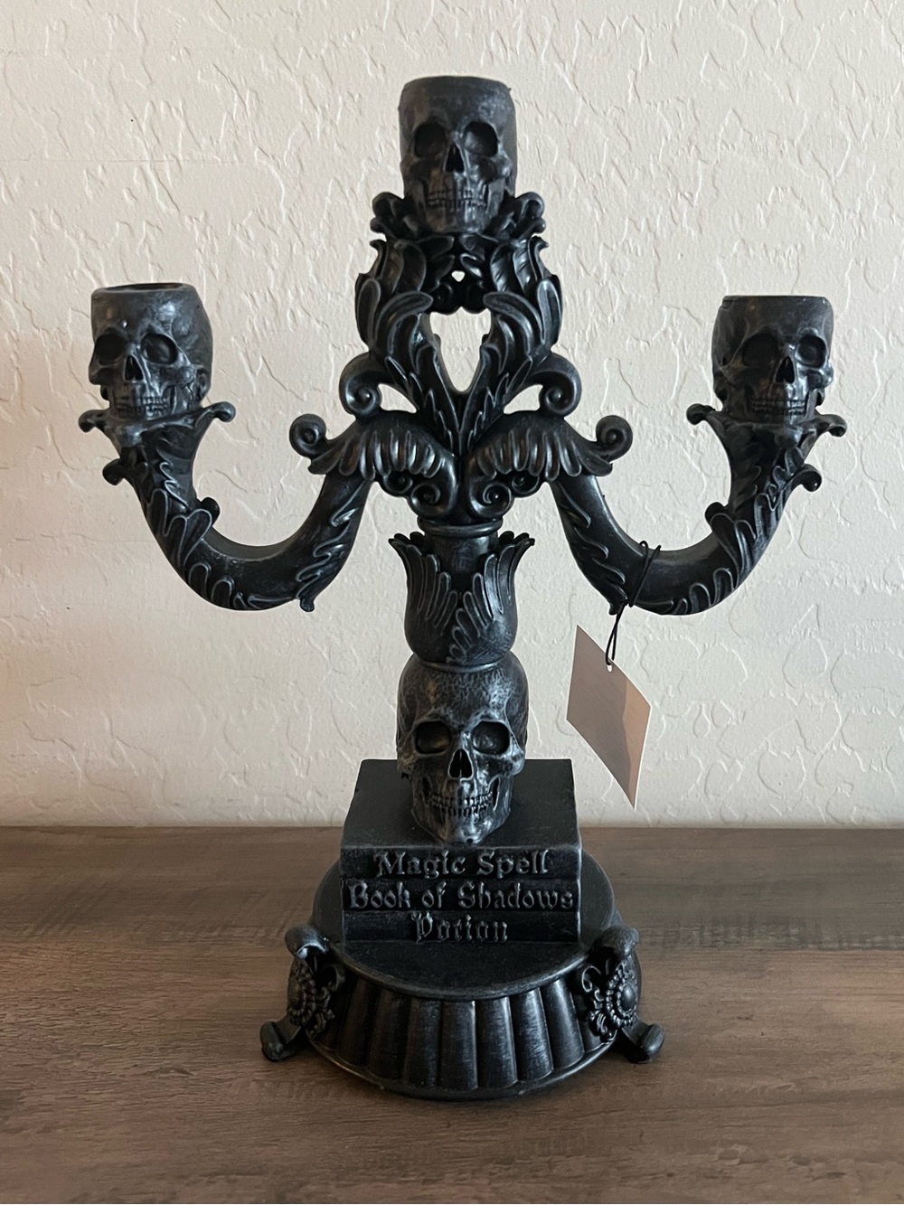 Martha Stewart Black Gothic Skull & Spell Books Gothic Halloween Candelabra
